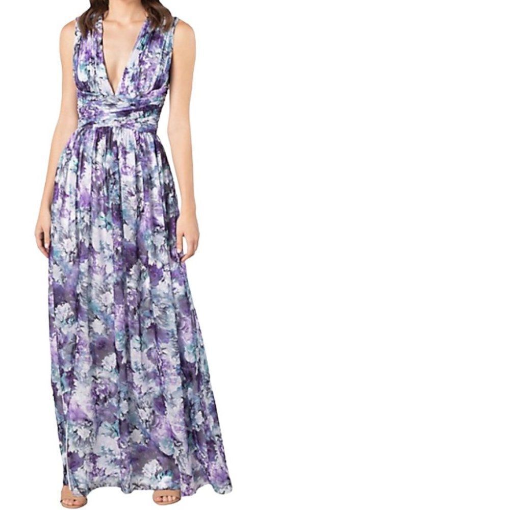 Dress the Population Jaclyn Pleated High-Slit Gown NWOT